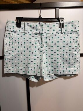 Ann Taylor Light Mint Green Polka Floral High-Waist Shorts